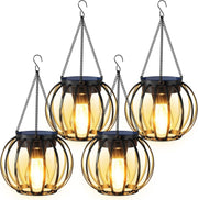 4-Pack Hanging Solar Lanterns Outdoor Waterproof Metal Garden Lights