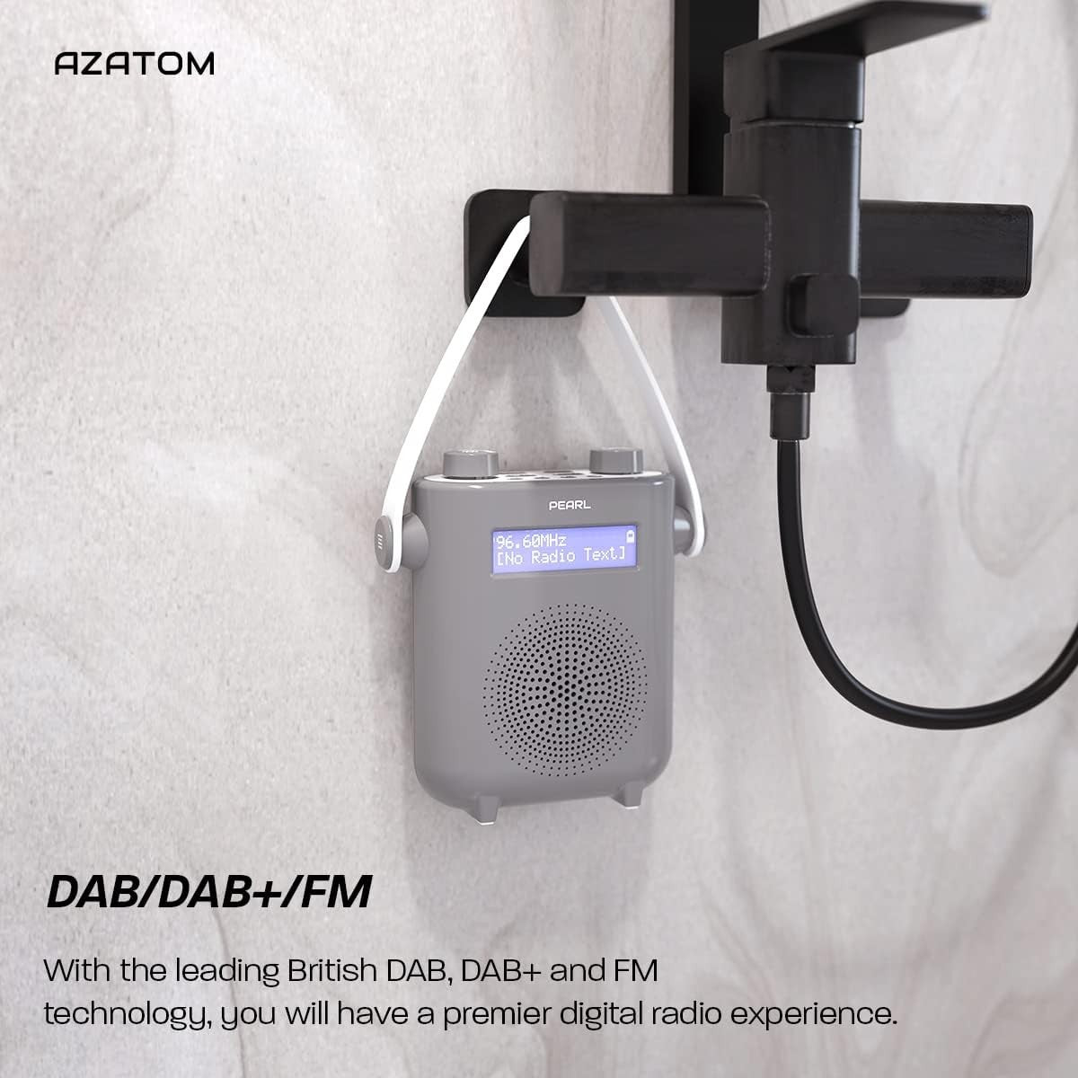 DAB/DAB+ FM Shower Radio Bluetooth IPX5 Waterproof Portable