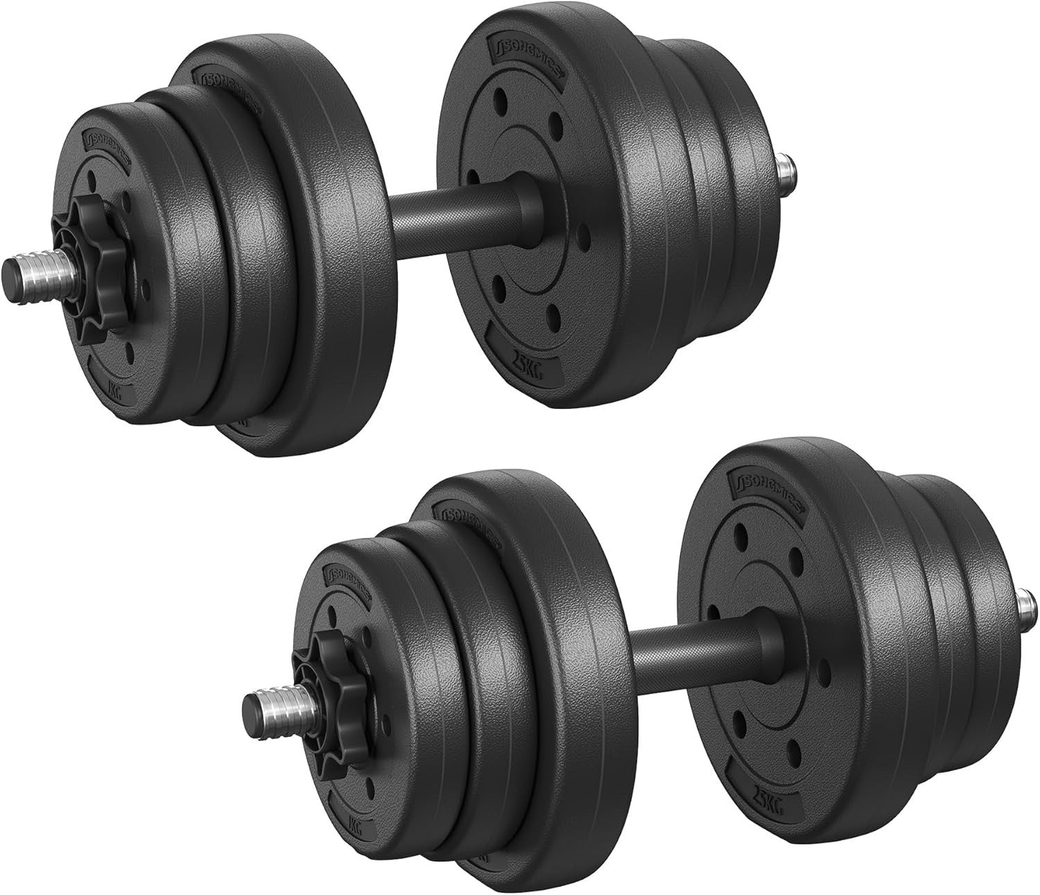 Adjustable Dumbbells Set 30kg Plastic Coated Home Gym Strength Weights