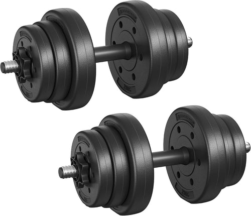 Adjustable Dumbbells Set 30kg Plastic Coated Home Gym Strength Weights