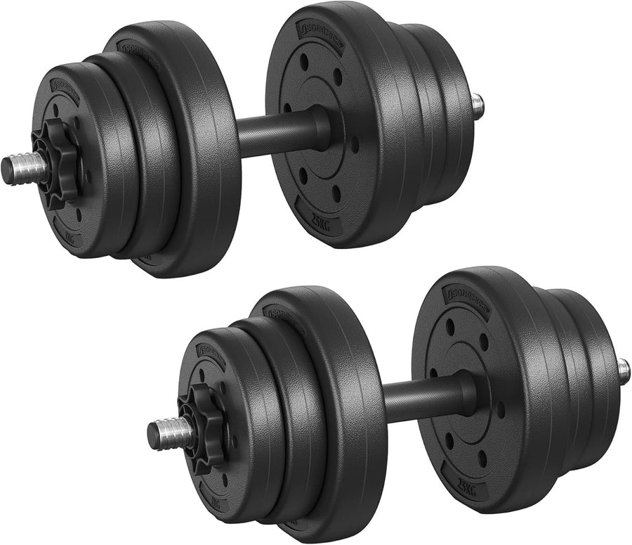 Adjustable Dumbbells Set 30kg Plastic Coated Home Gym Strength Weights