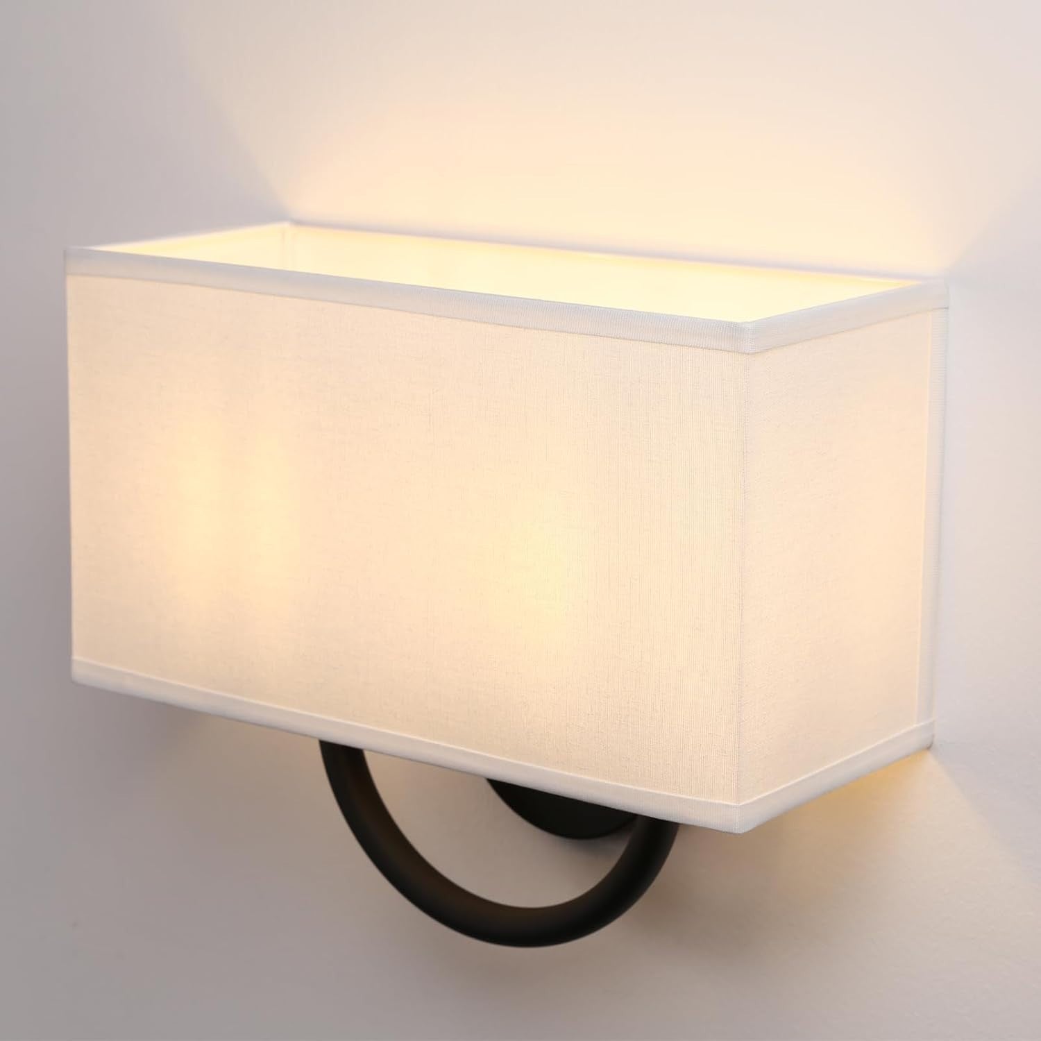 Modern Double Wall Light Fabric Shade Sconce for Bedroom & Living Room