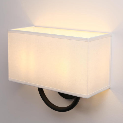 Modern Double Wall Light Fabric Shade Sconce for Bedroom & Living Room