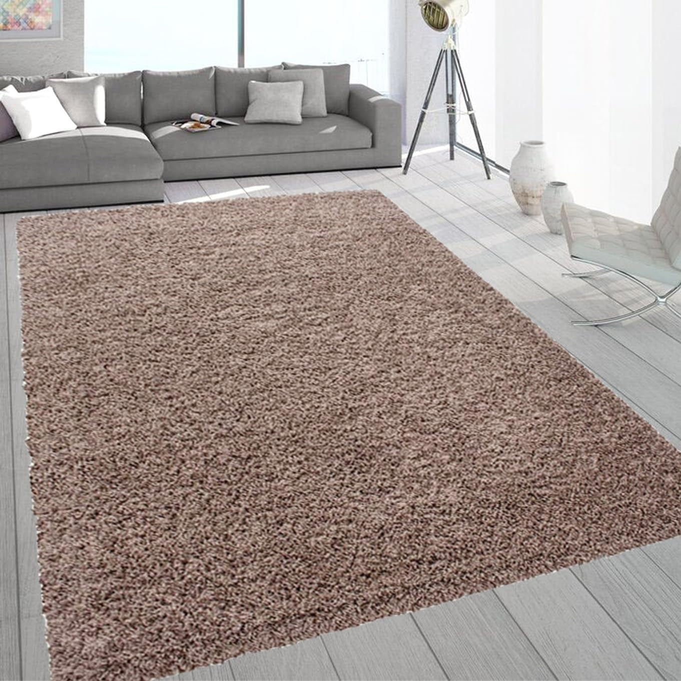 Extra Large Shaggy Rug 160x230cm 5cm Thick Soft High Pile Dark Beige Carpet