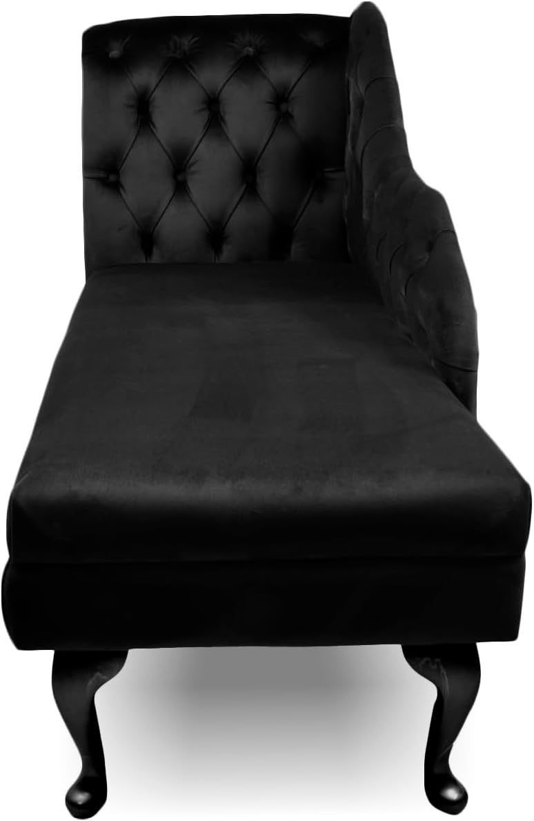 Black Velvet Tufted Chaise Lounge Sofa – Handmade, Sturdy, Stylish Accent Seat