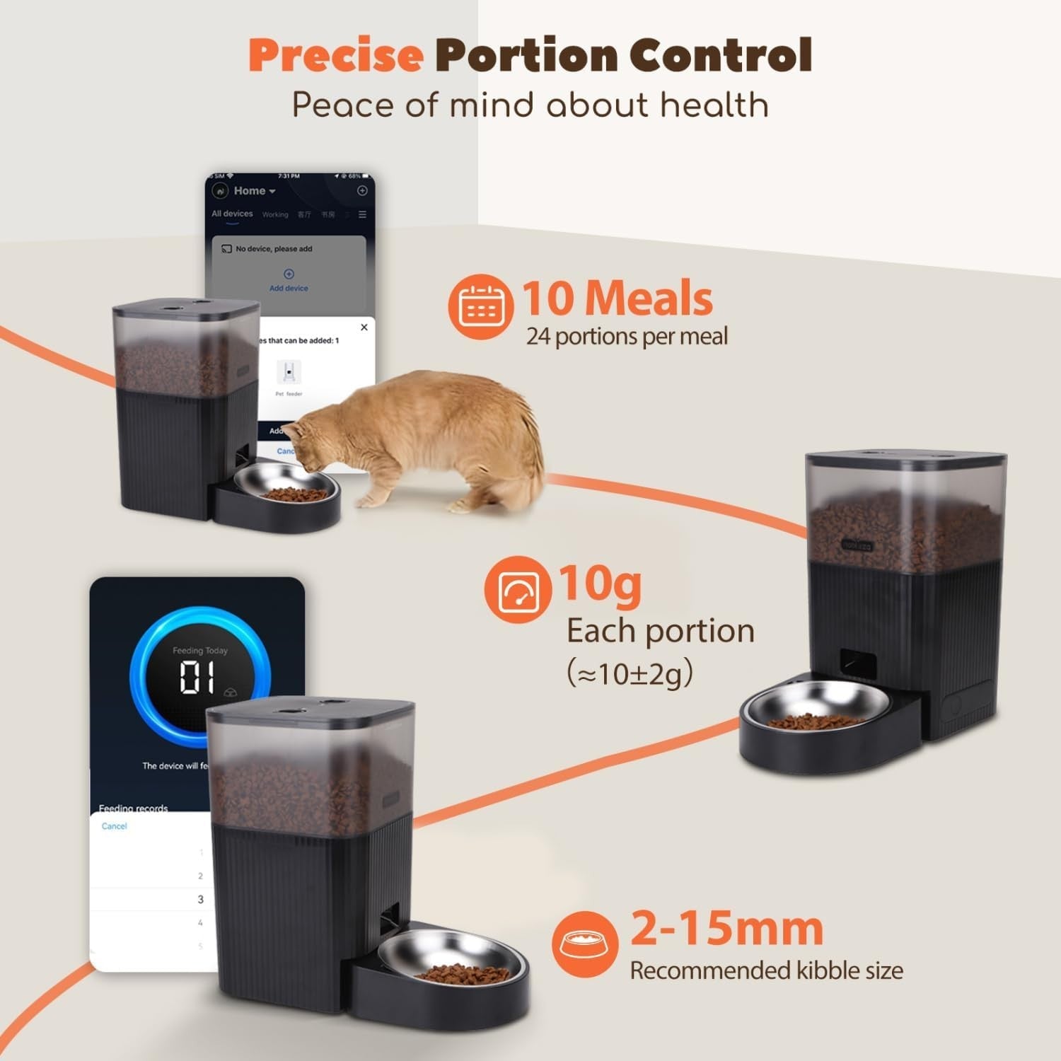 4.2L Smart Automatic Cat Feeder WiFi App Alexa Voice Food Dispenser