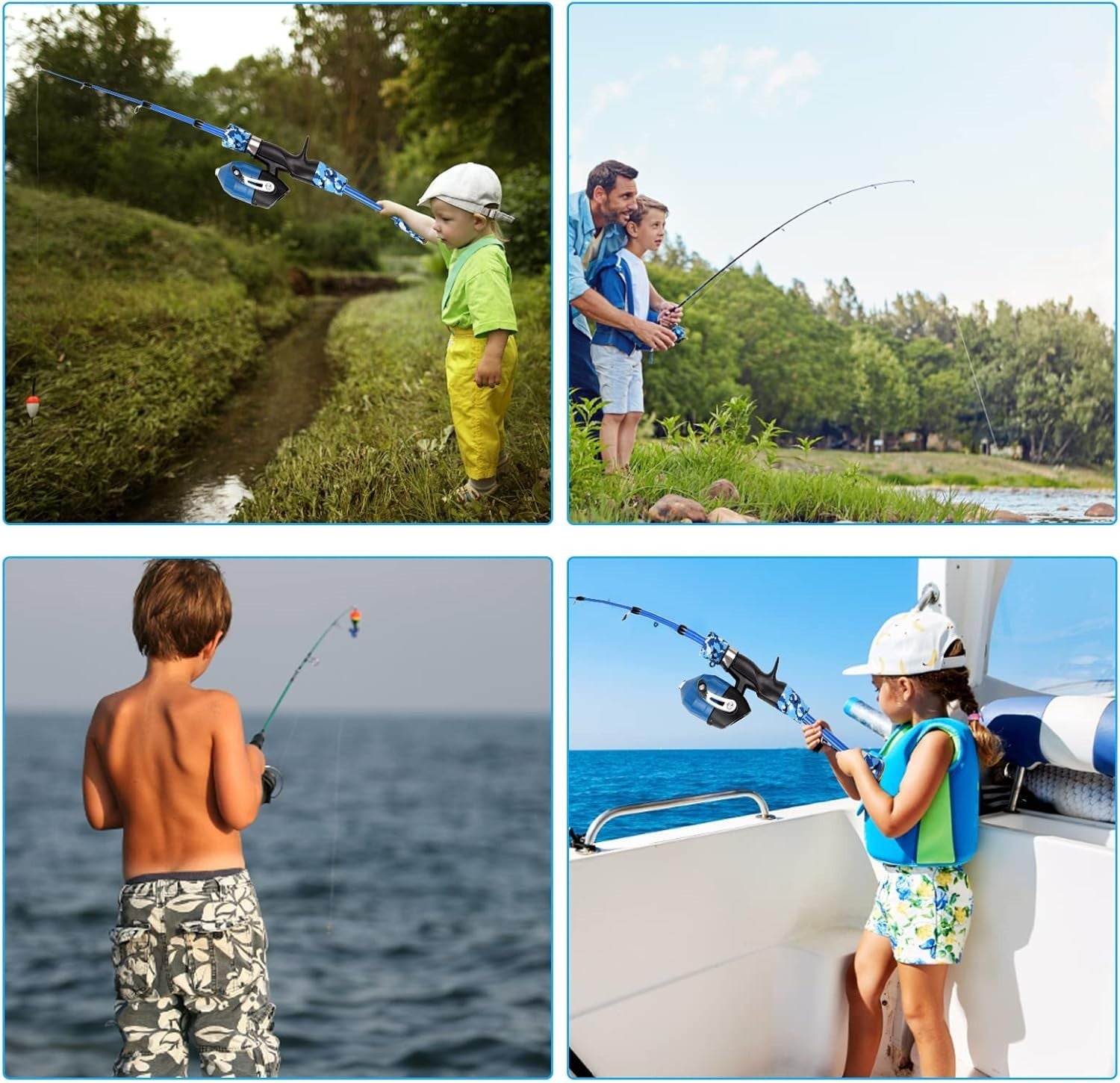 Kids Fishing Rod Reel Combo 1.2m Telescopic Starter Kit