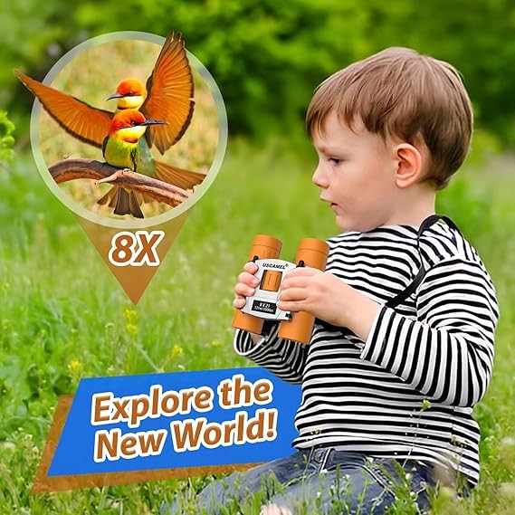 8x21 Kids Waterproof Compact Binoculars Mini Travel Bird Watching – Orange