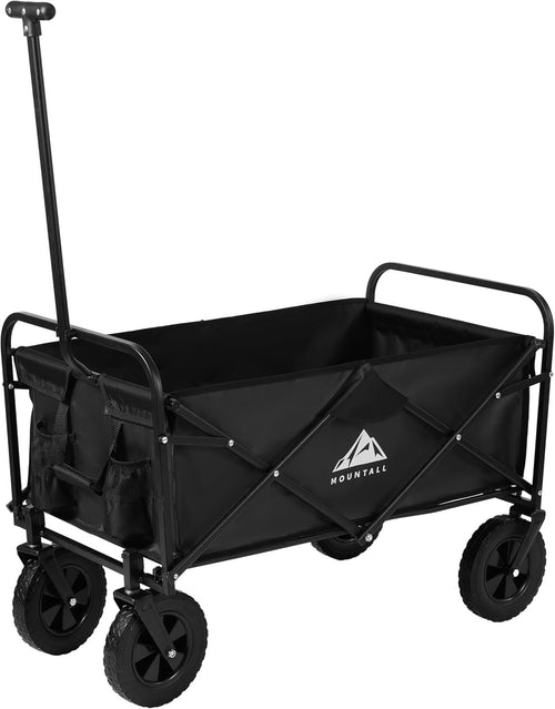 Mini Foldable Black Wagon – Portable Garden Trolley Cart w/ 60kg Load Capacity