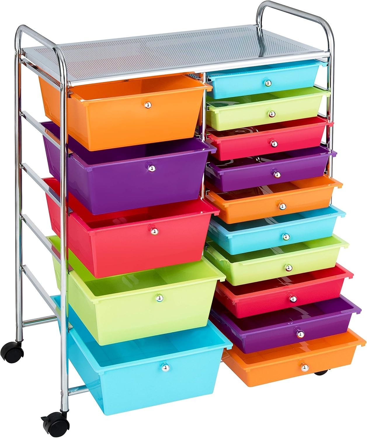 15 Drawer Mobile Storage Cabinet Rolling Craft Salon Organizer Cart