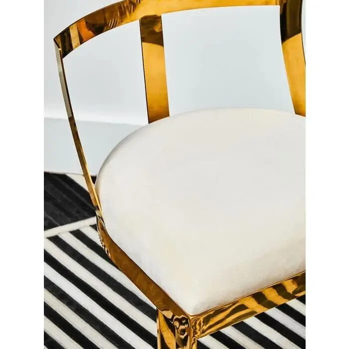Ivory Velvet Bar Stool – Gold Frame, Arched Base, Modern Luxe Design