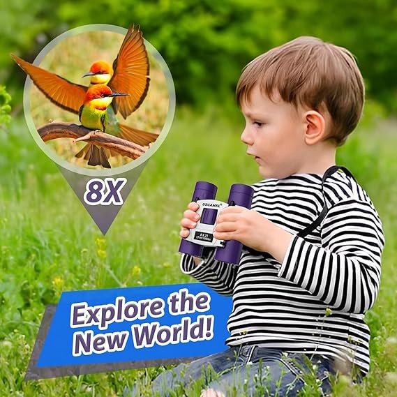 8x21 Waterproof Kids Compact Binoculars Mini Folding for Bird Watching Purple