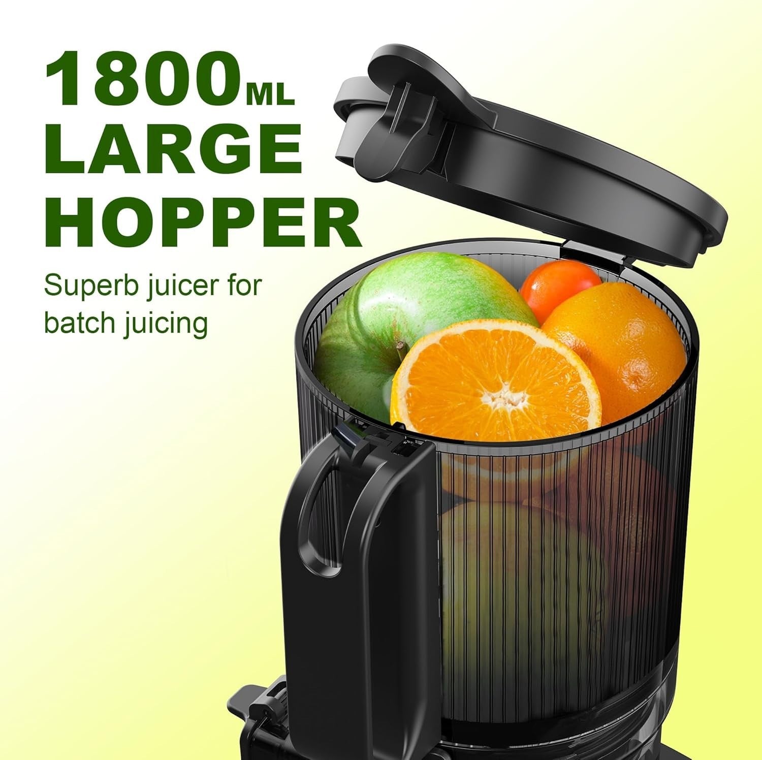 Cold Press Juicer 135mm Self Feeding Whole Fruit 1.8L 250W Quiet BPA