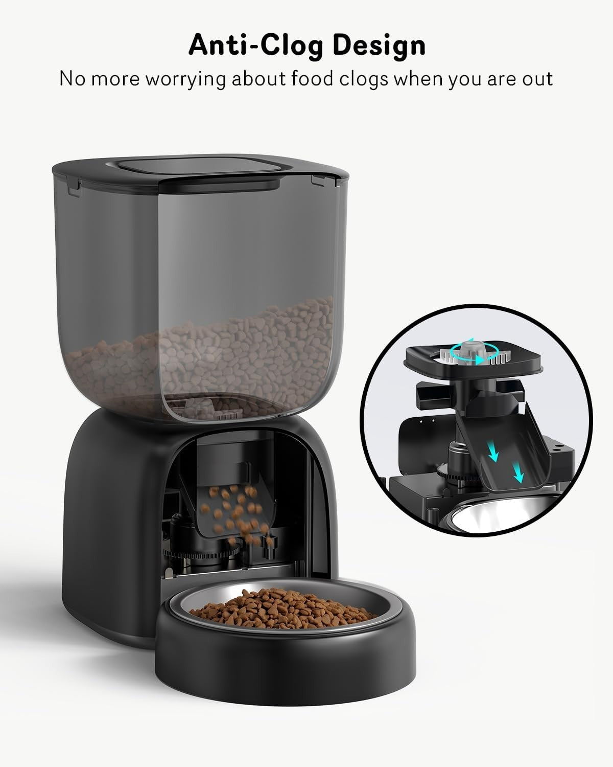 Automatic Cat Feeder 3L Timed Pet Food Dispenser Voice Recorder Battery