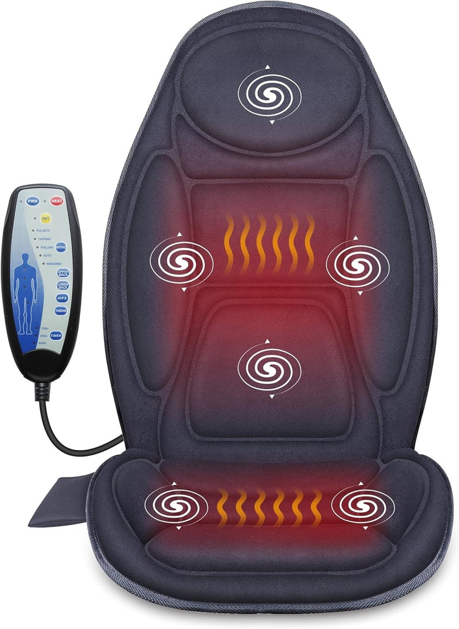 Vibration Back Massager with Heat 6-Motor Cushion Pain Relief Seat