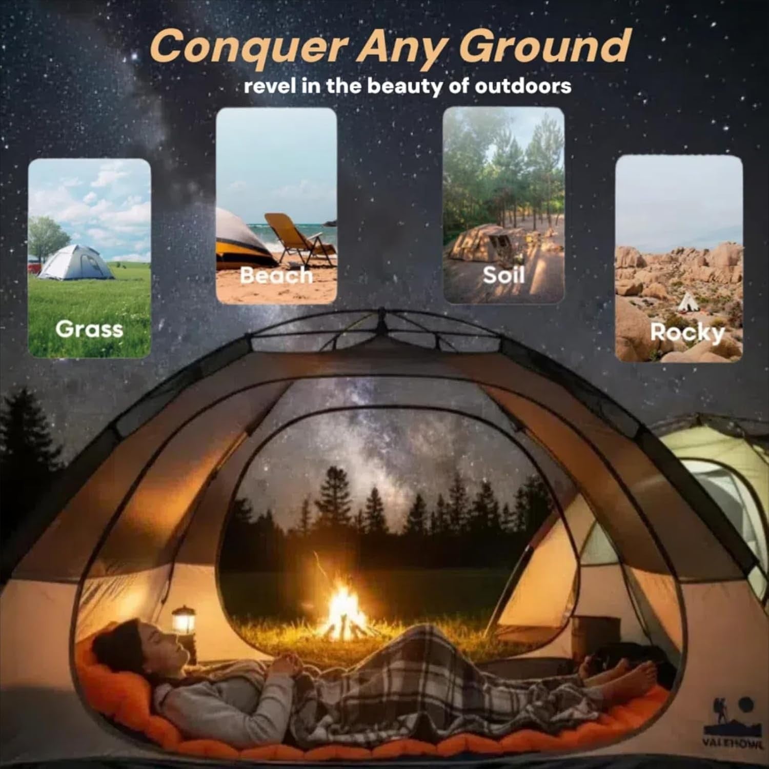 4in Inflatable Camping Sleeping Mat Orange Blue R4 Insulated Waterproof Pad
