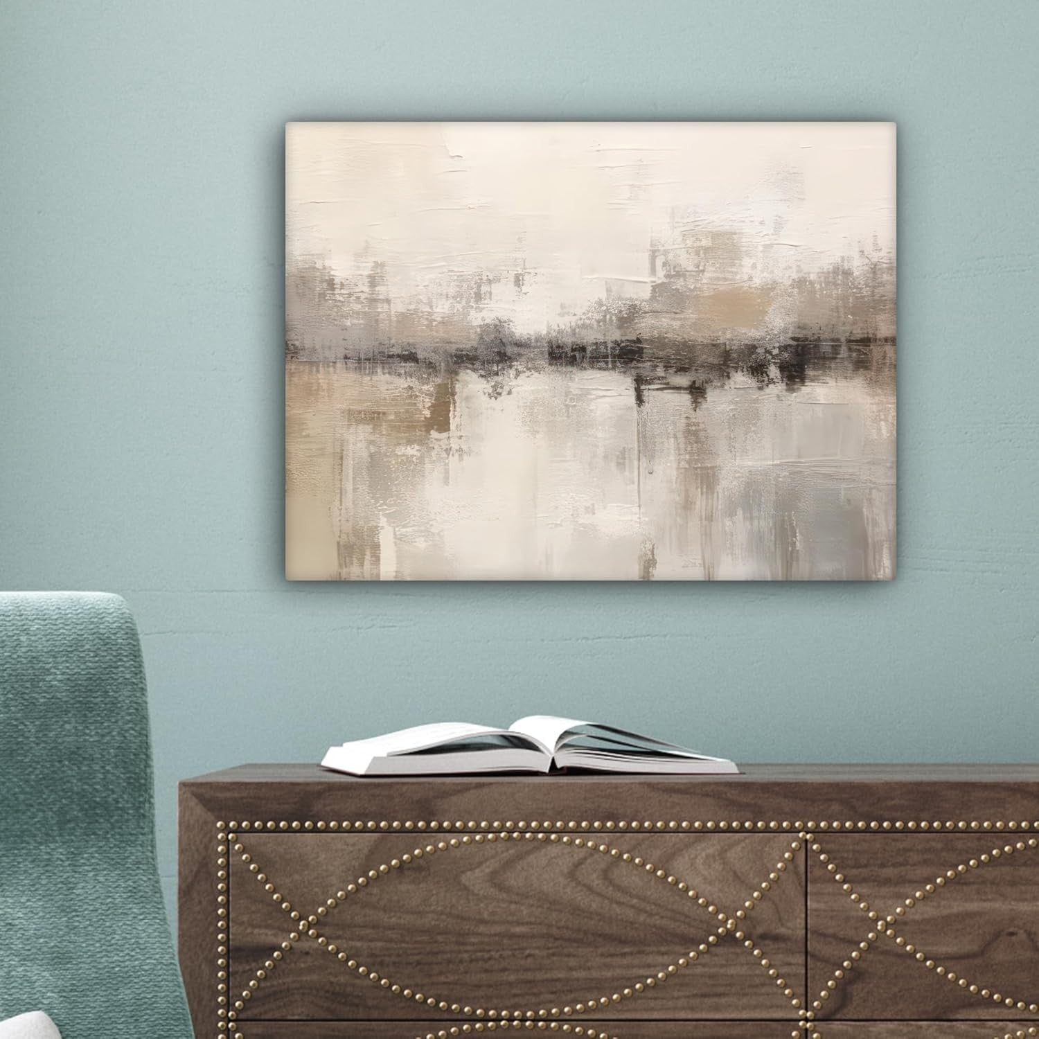 Beige Abstract Canvas Wall Art 40x30cm Modern Framed Print