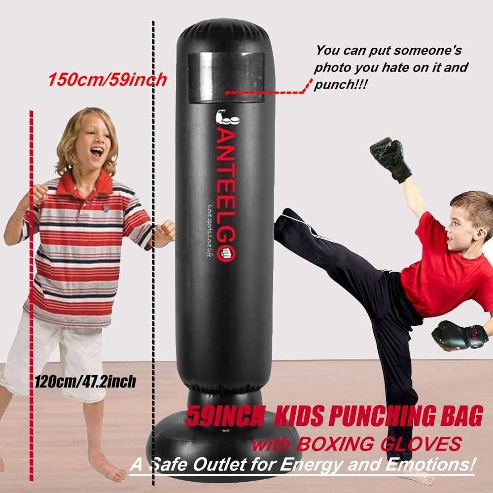 Inflatable Kids Boxing Punch Bag 59" Karate MMA Training Toy