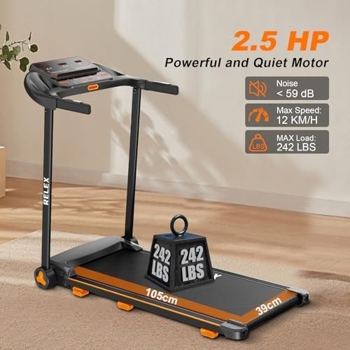 Foldable Treadmill Walking Pad 12km/h 2.5HP 12 Programs Home Fitness Gym