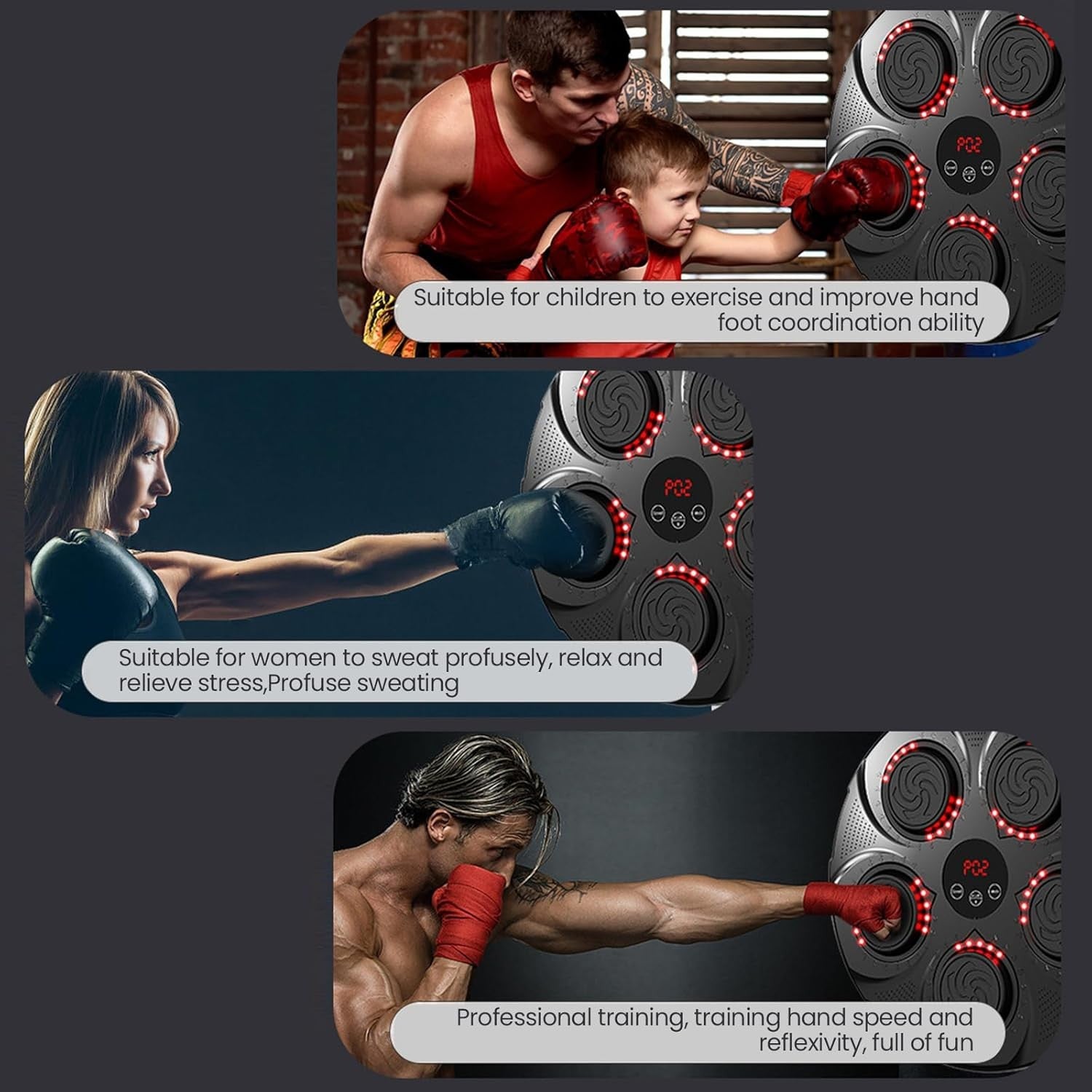 Music Boxing Machine Bluetooth LED Punch Pad Wall Mounted Home Gym Trainer