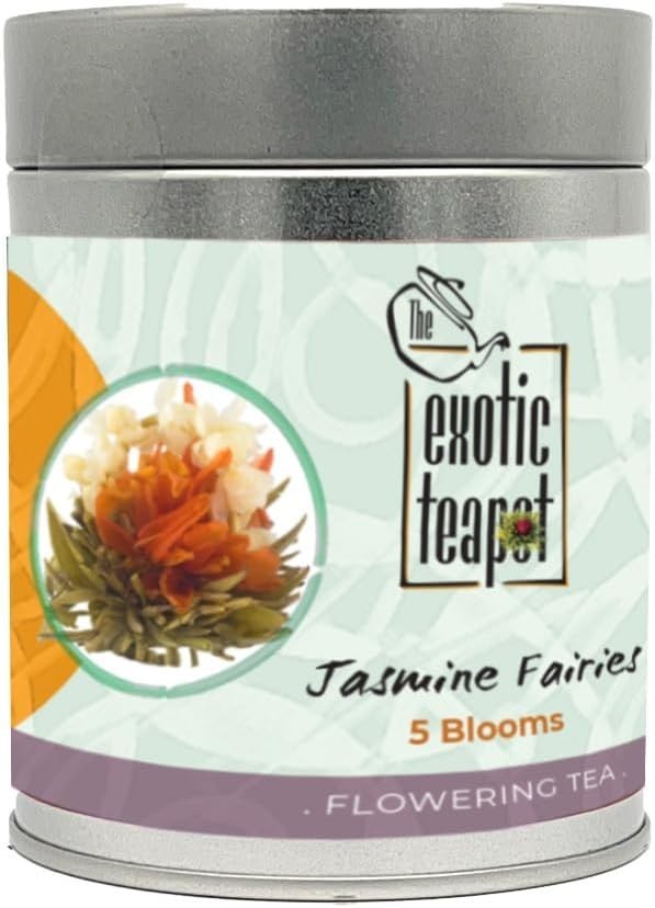800ml Glass Teapot Gift Set with 5 Blooming Jasmine Flower Teas