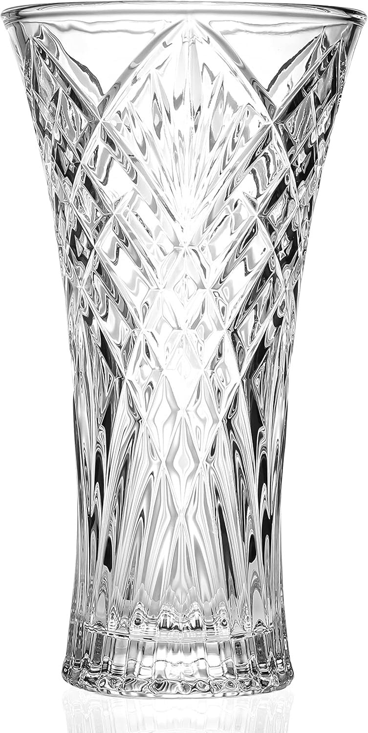 30cm Crystal Glass Flower Vase Tall Clear Cut Vase Wedding Table Centrepiece