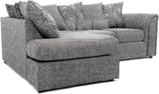 L Shaped Corner Sofa 4 Seater Scatterback Comfy Velvet Light Grey Left Hand