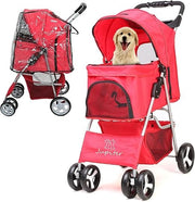 Dog Stroller Rain Cover Foldable Pet Small Medium Dogs Cats Pushchair