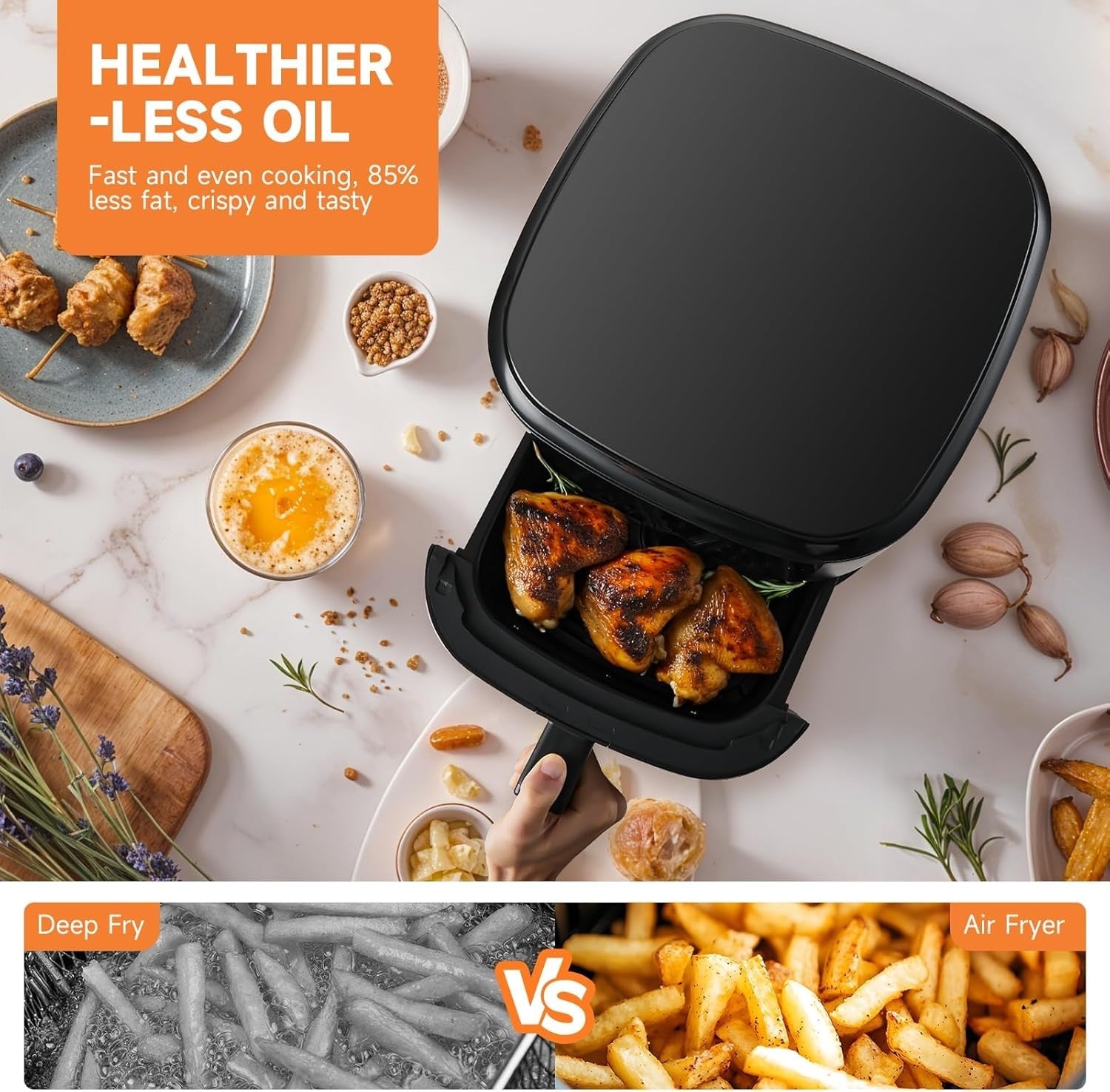 8L Digital Air Fryer | Touchscreen | 8 Presets | Non-Stick | 60-Min Timer 1500W