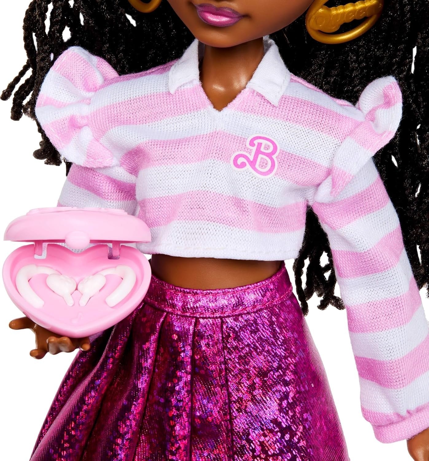 Fashion Doll with Dance Accessories Posable Brunette Hair Removable Outfit