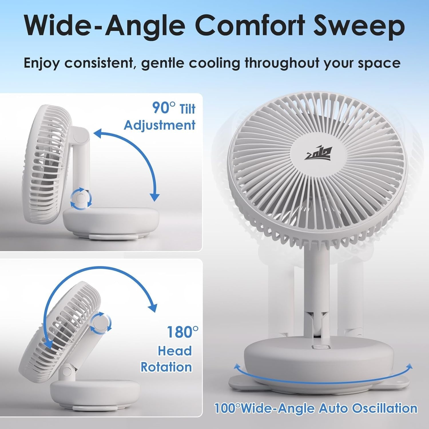 12V Wall Mount Fan – 180° Foldable Dual Power Fan with LED Light for RV & Boat