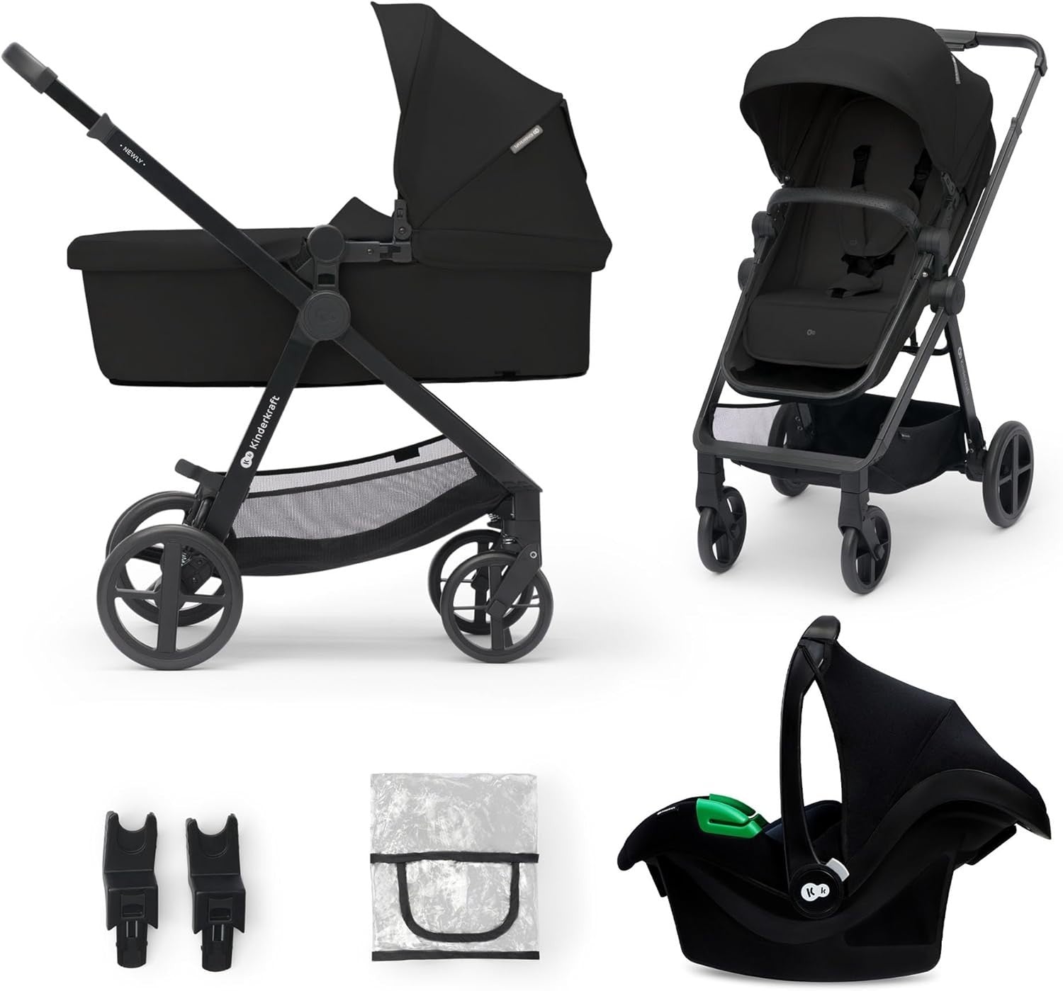 3 in 1 Baby Travel System 22kg, i-Size Car Seat, Easy Fold Pram