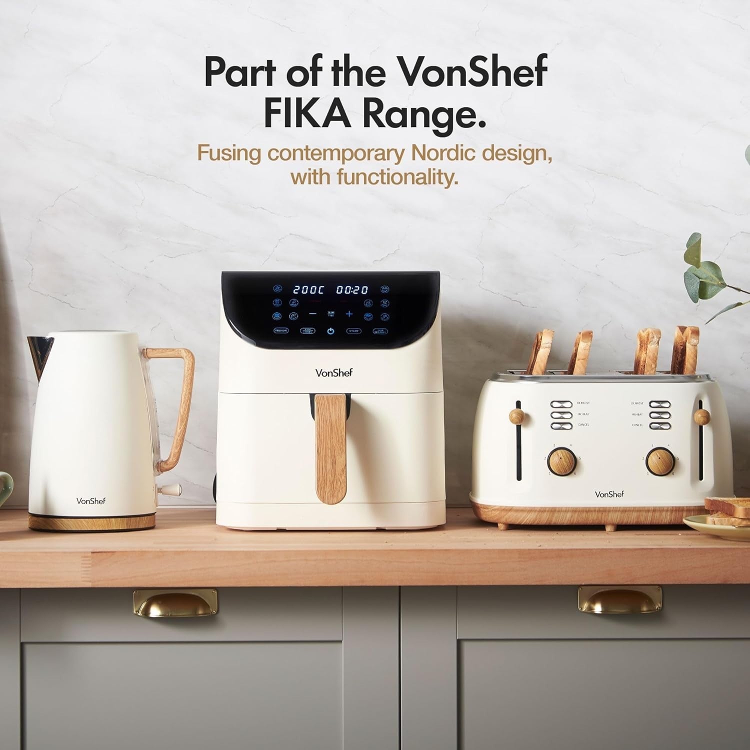 Large Air Fryer 6L | 10-in-1 Digital Display Fast Healthy Cooking Nordic Cream