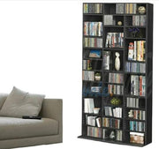 Media Storage Bookcase 1116 CD 528 DVD Adjustable Shelving Black