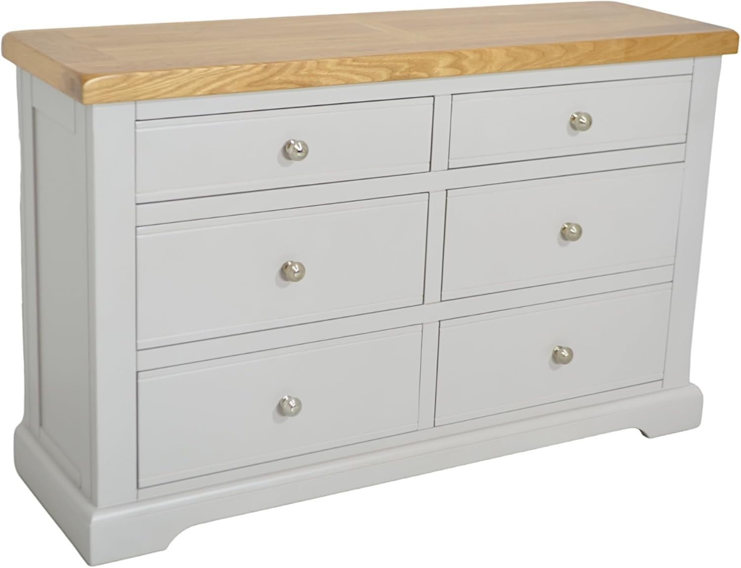 Grey Chest of 6 Drawers Oak Top, Bedroom Storage, Ready Assembled