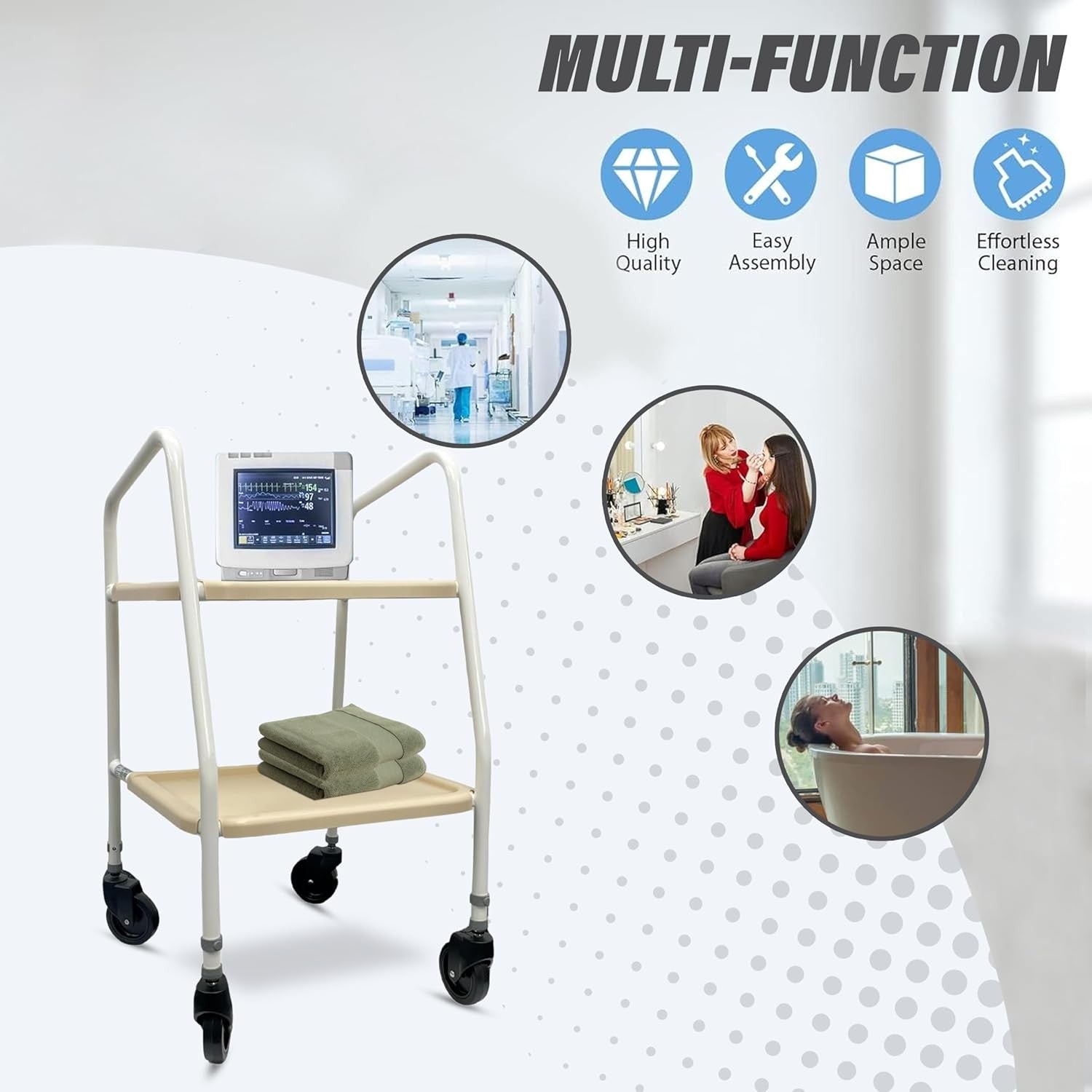 Mobility Walking Trolley Frame with Wheels Tray Indoor Outdoor Support