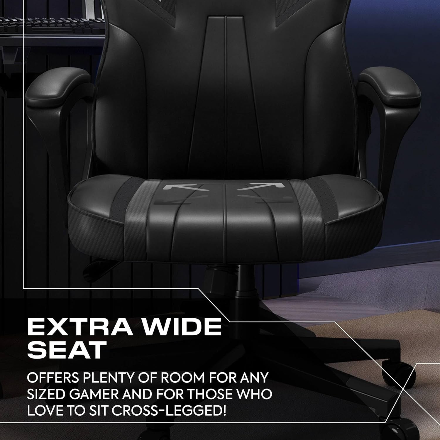 Ergonomic Gaming Chair High Back Wide Seat Black
