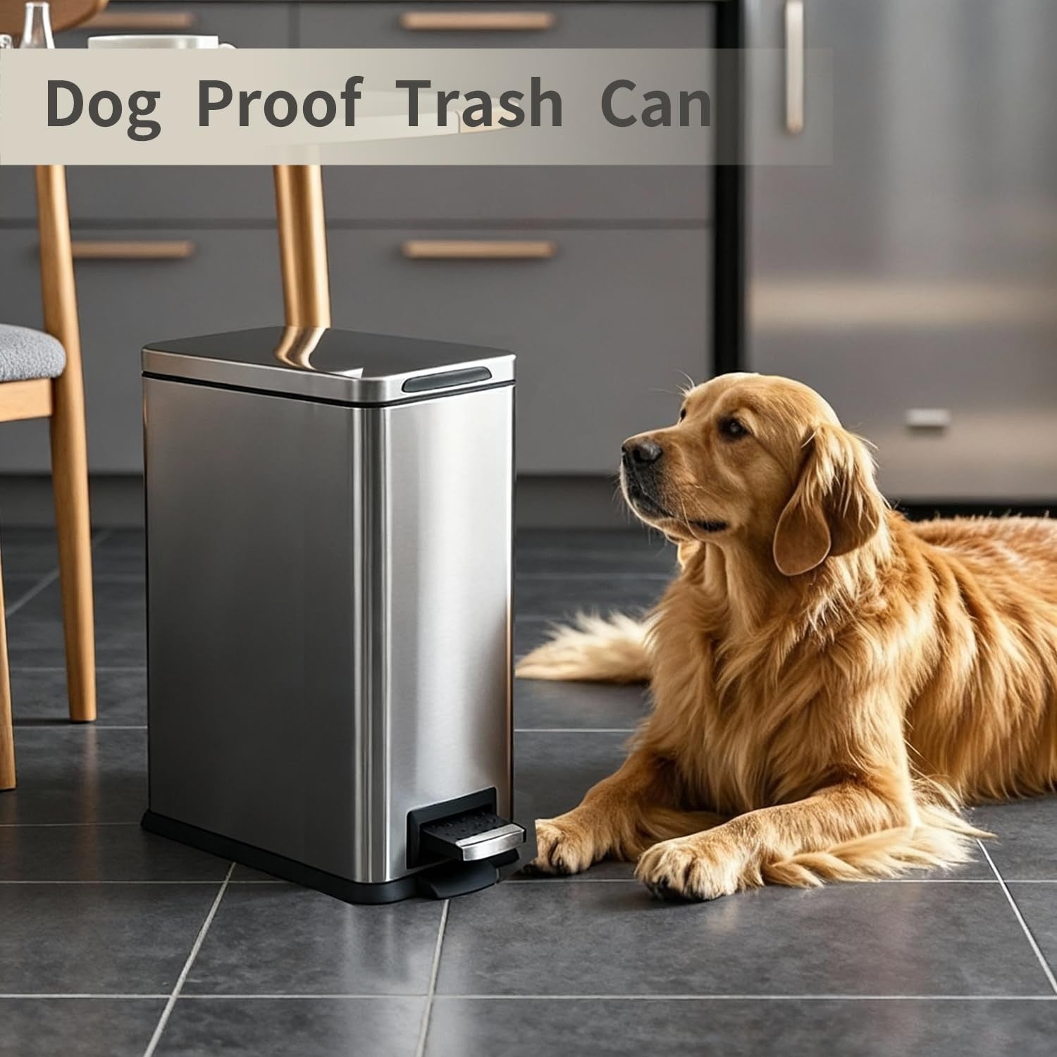 17L Slim Stainless Steel Pedal Bin Soft Close Kitchen Silver