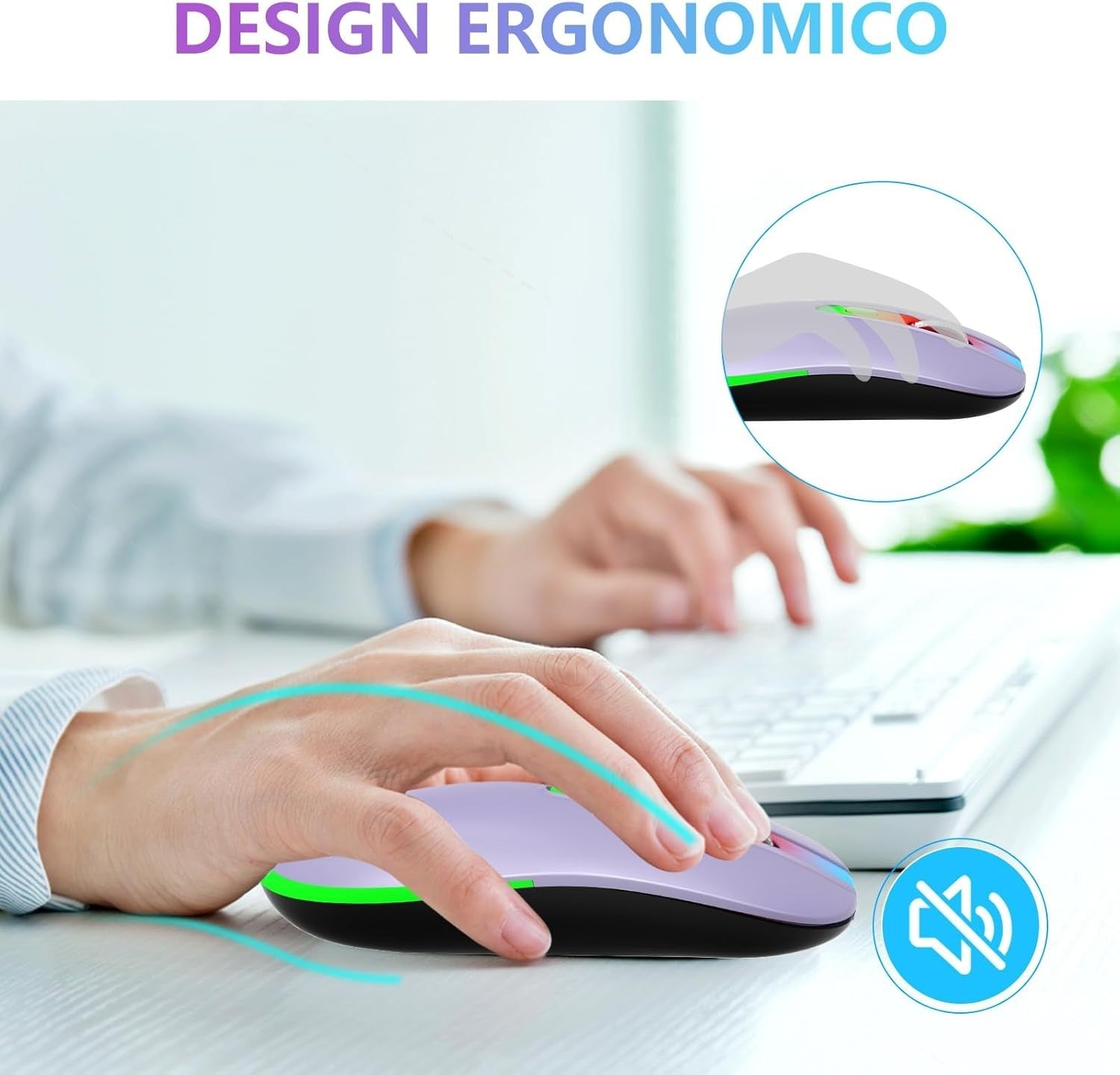 Rechargeable Wireless Mouse Bluetooth 2.4G 1600 DPI RGB