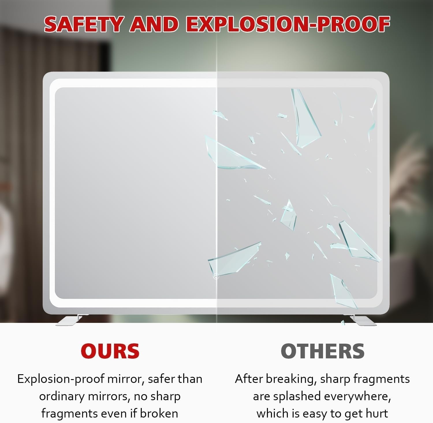 Lighted Vanity Mirror 100x70cm | 3 Color Dimmable LED | Touch Control