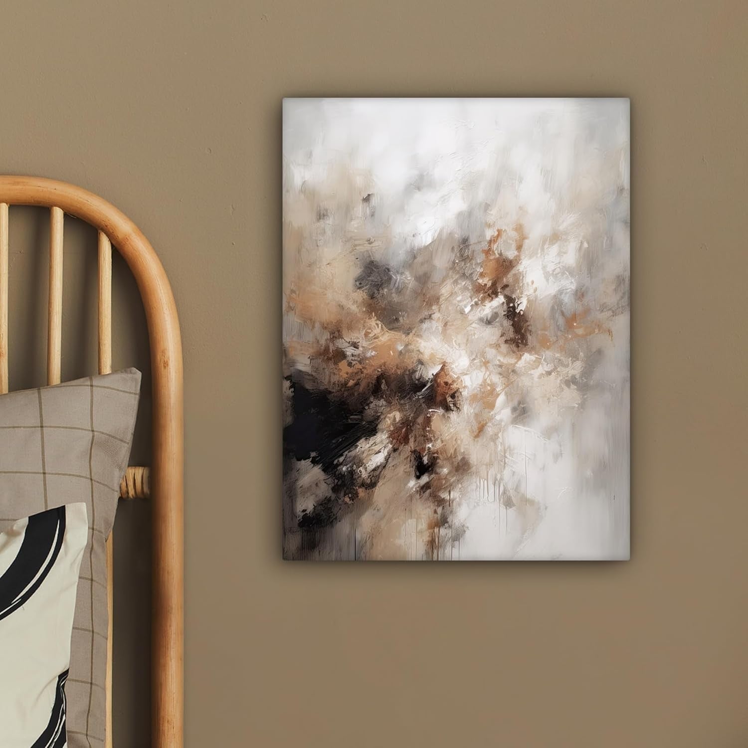 Beige Abstract Canvas Wall Art 30x40cm Framed Print