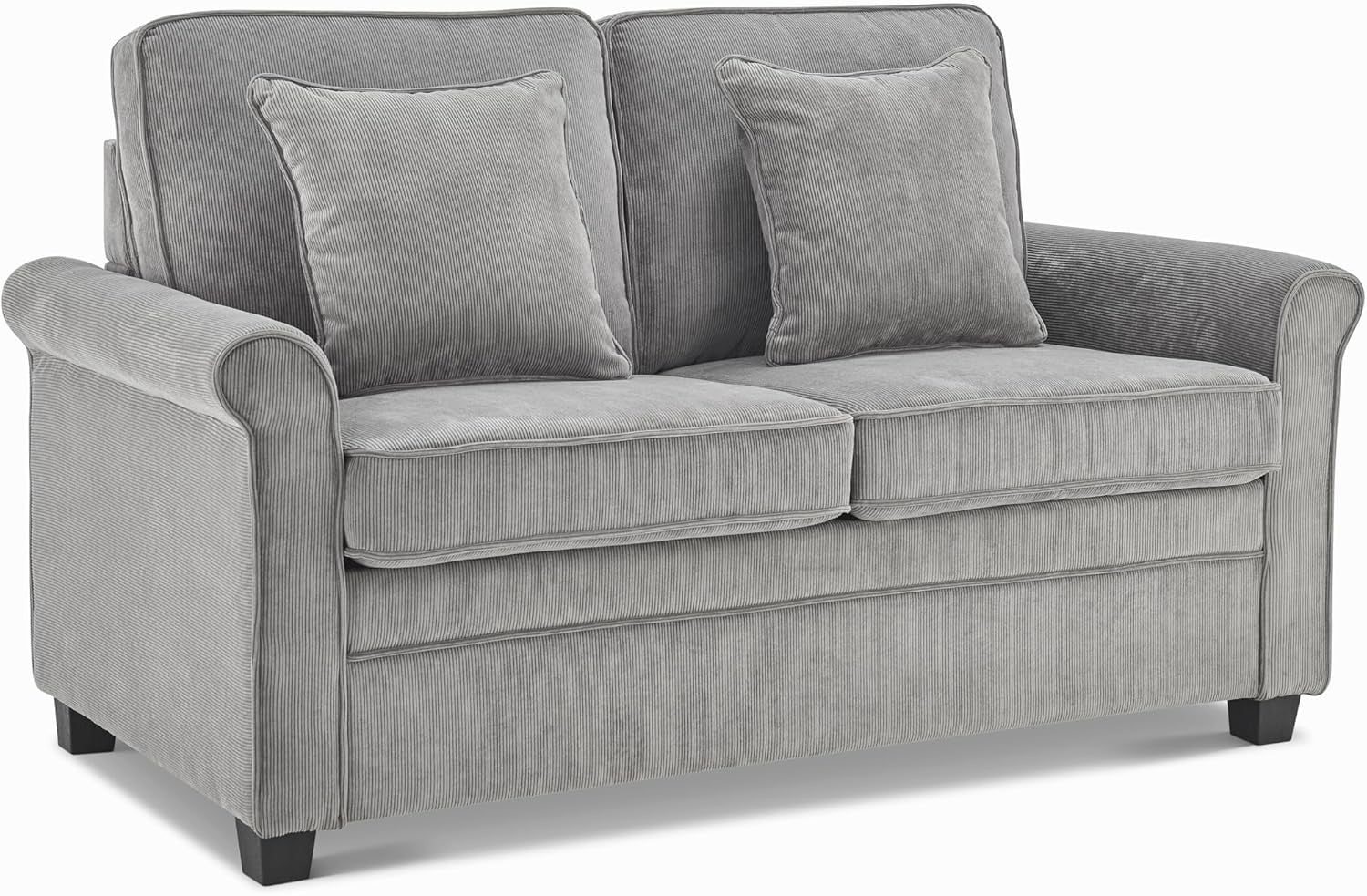 Grey Corduroy Sofa Bed 2 Seater Fold Out Couch Guest Bed Compact Lounge
