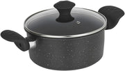 24cm Non Stick Casserole with Soft Touch Handle Black Marble Coating