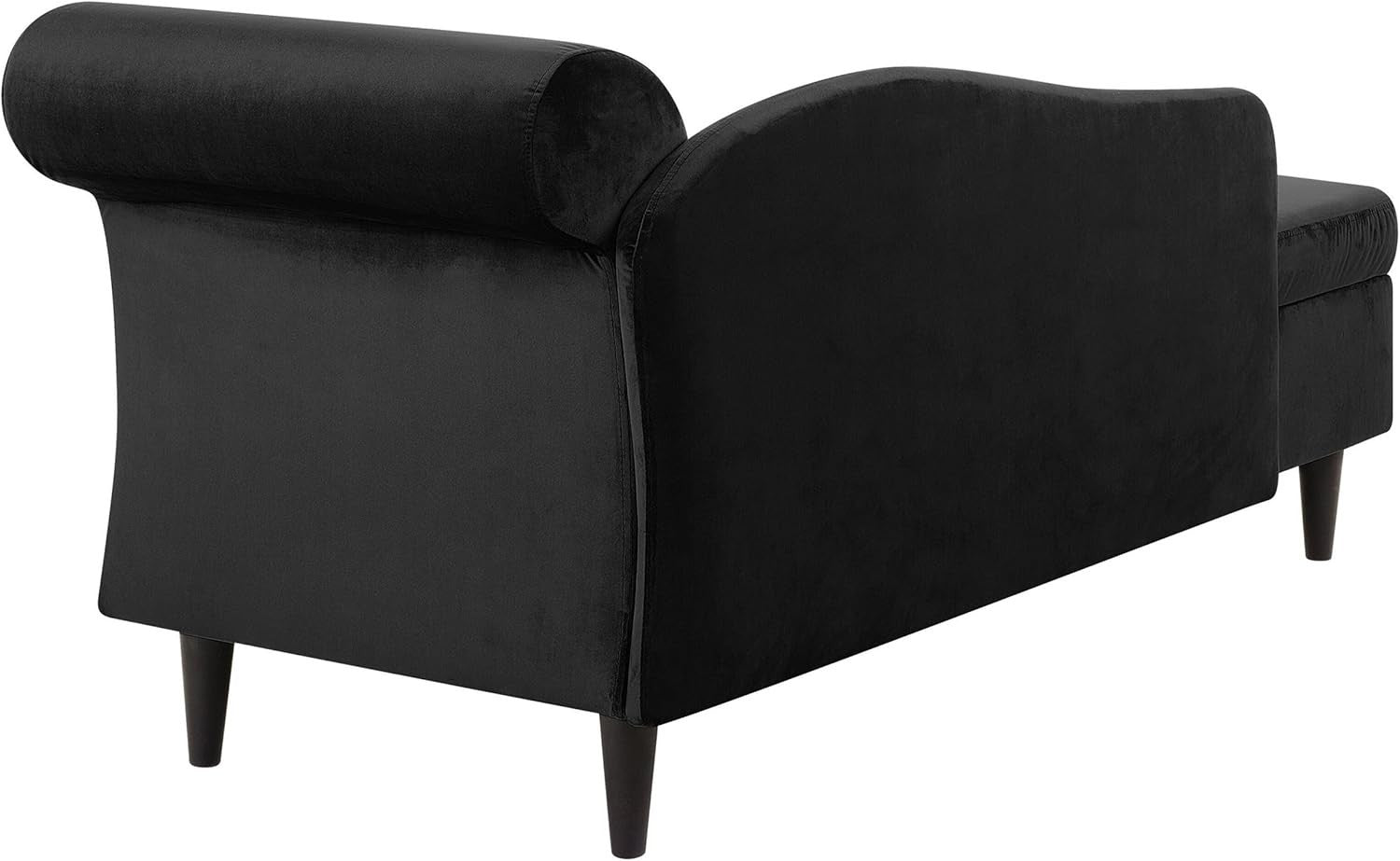 Black Velvet Chaise Lounge with Storage Right Hand Modern Sofa for Living Room