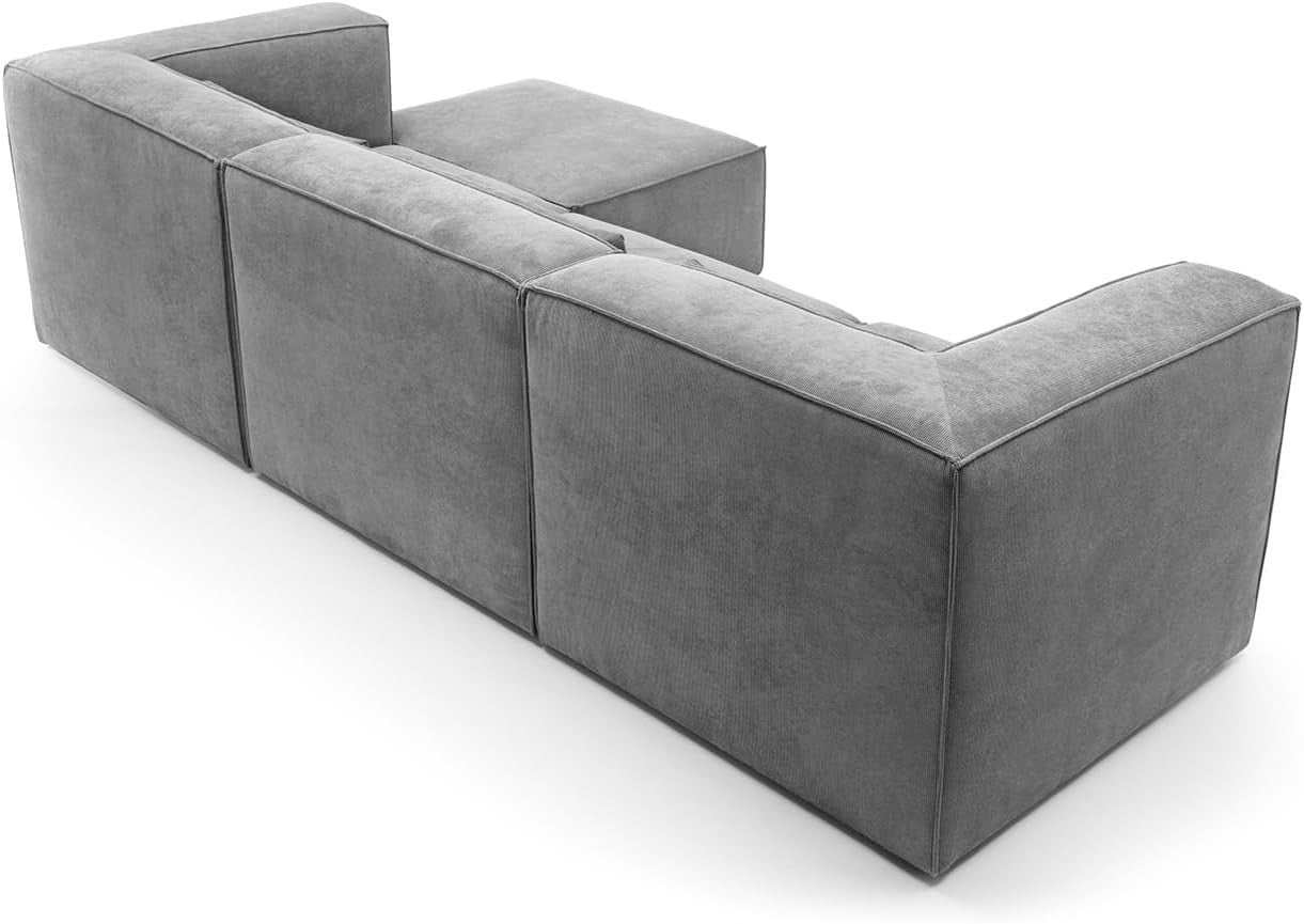 Light Grey L Shape Corner Sofa | Reversible Modular Couch 4 Seater