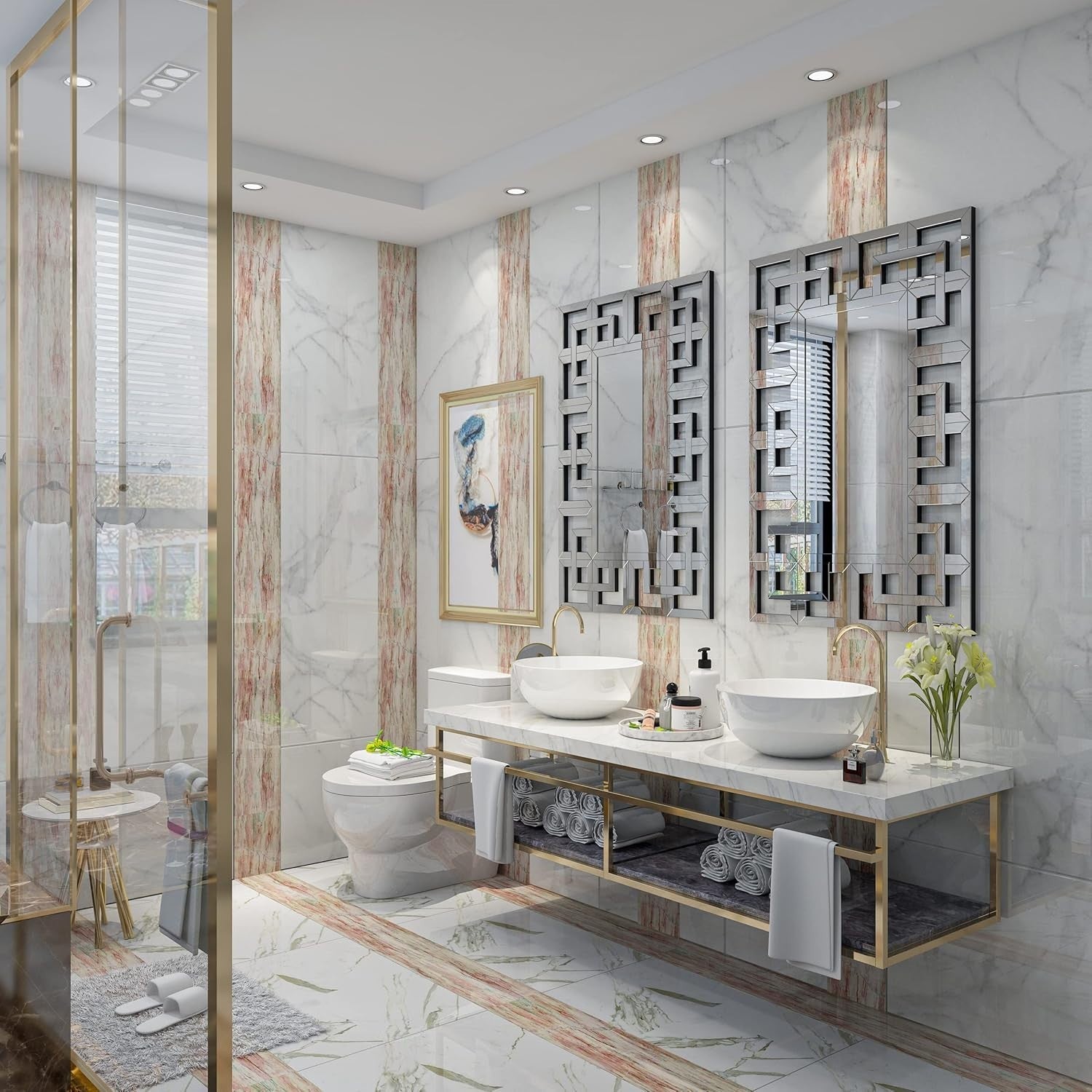 Large Silver Wall Mirror 100x70cm Beveled Glass Luxury Decor Vanity