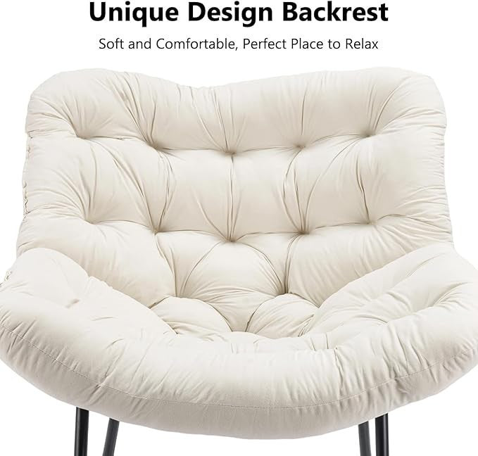 Oversized Egg Chair Rattan Wicker Rocking Chair w/ Cushion Indoor Outdoor