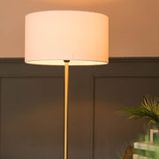 Modern Gold Floor Lamp with White Shade & Shelf | E27 Bulb Included 152cm