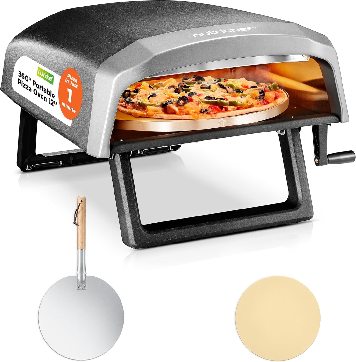 12" Outdoor Parties Gas Pizza Oven 500°C Rotating Stainless Steel BBQ Grill