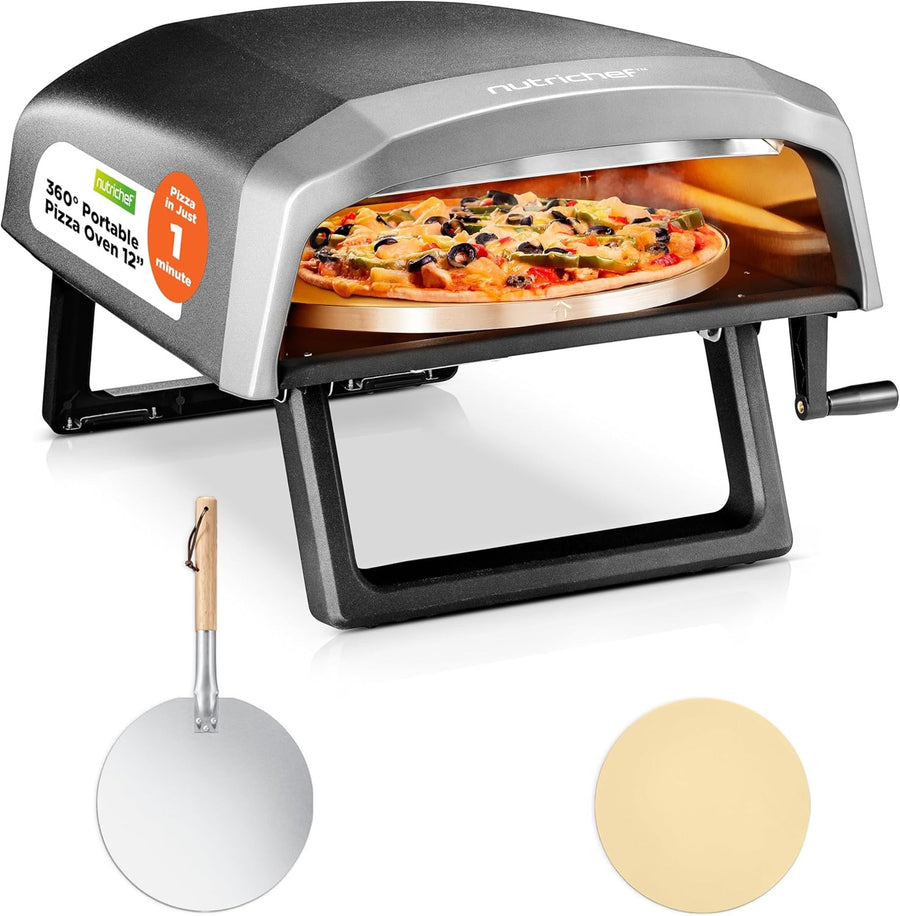 12" Outdoor Parties Gas Pizza Oven 500°C Rotating Stainless Steel BBQ Grill